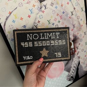 NO LIMIT Muted Rhinestone Clutch